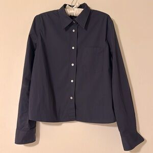 Vince cotton blend stretch button front collared shirt